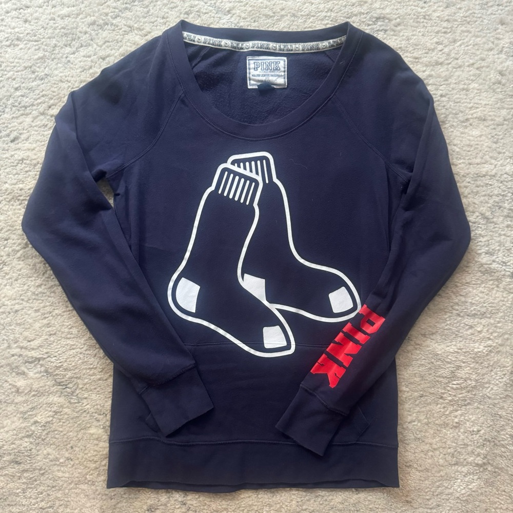 Red Sox Victoria's Secret Pink Navy Blue Crew Neck Sweatshirt